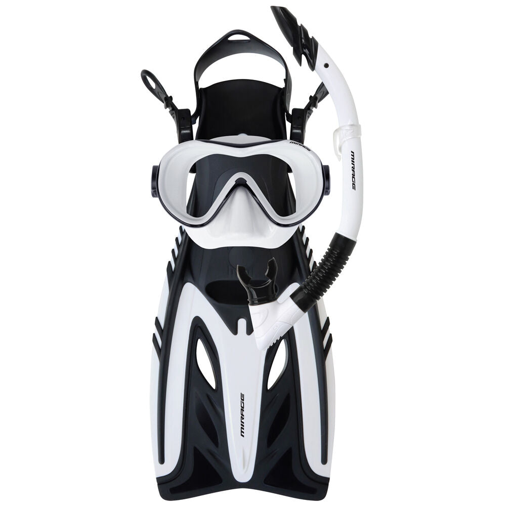 Mirage 4pc Rayzor Phantom Silicone Mask Snorkel Fins Set Small Medium Dry