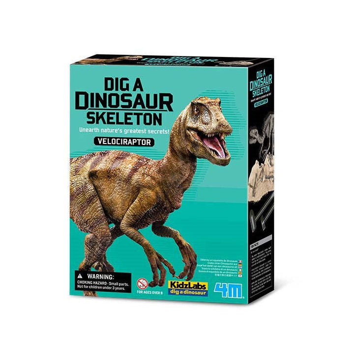 4M KidzLabs Dig a Dinosaur Velociraptor Hidden Bones Kids Fun Learning Toy 8y+