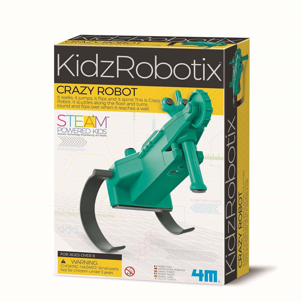 4M KidzRobotix Crazy Robot Walk/Jump Flip DIY Build Kit Kids Leaning Toy 8y+