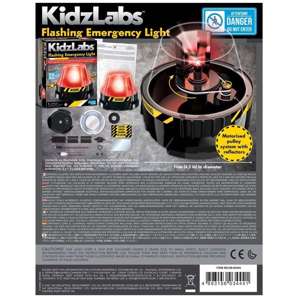 4M KidzLabs Flashing Emergency Light Motorised Reflector Build/Play Kids Toy 5y+ — image 3