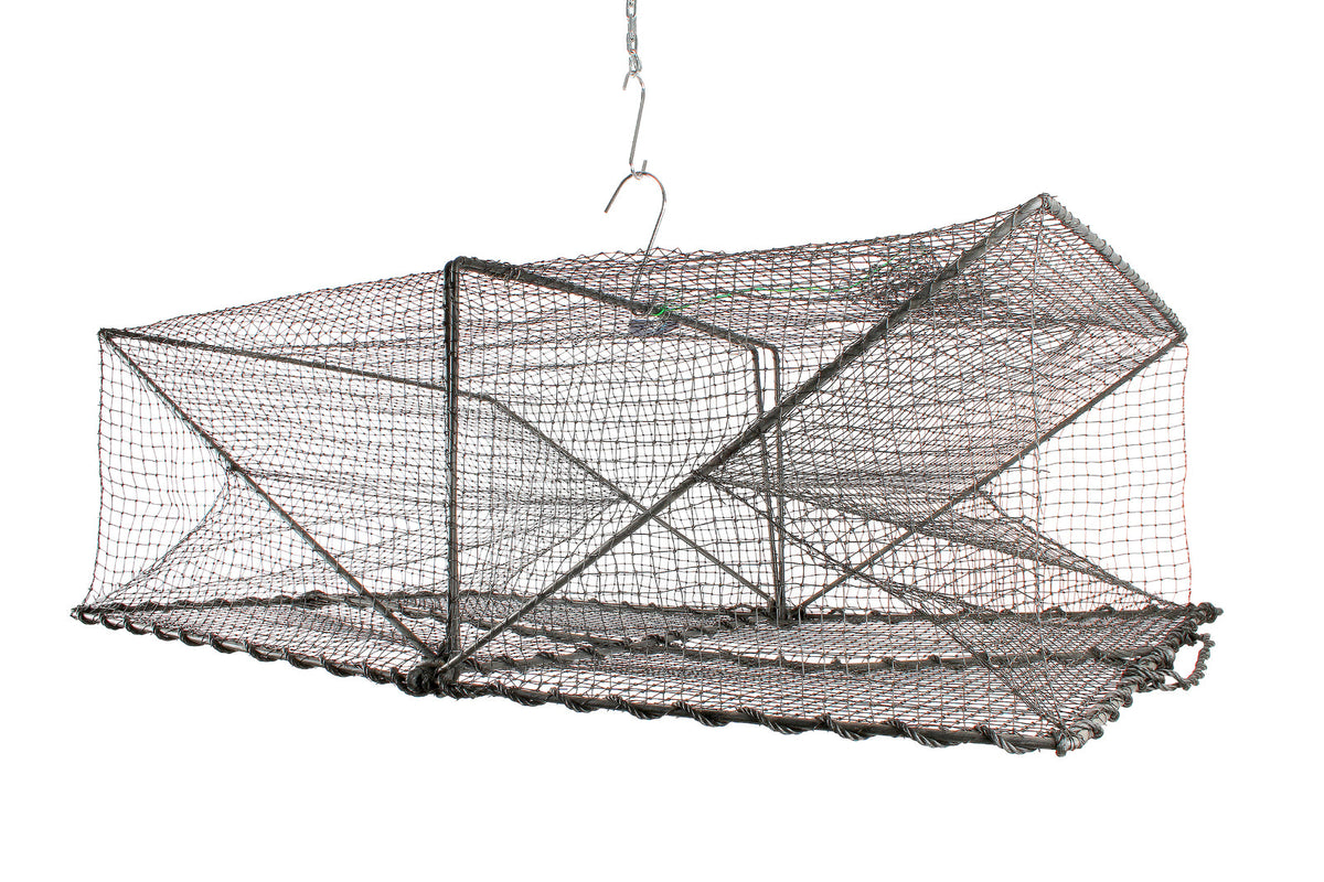Fishteck 88x59cm Rectangular Yabbie Shrimp/Crab Trap Outdoor Fishing Cage Black