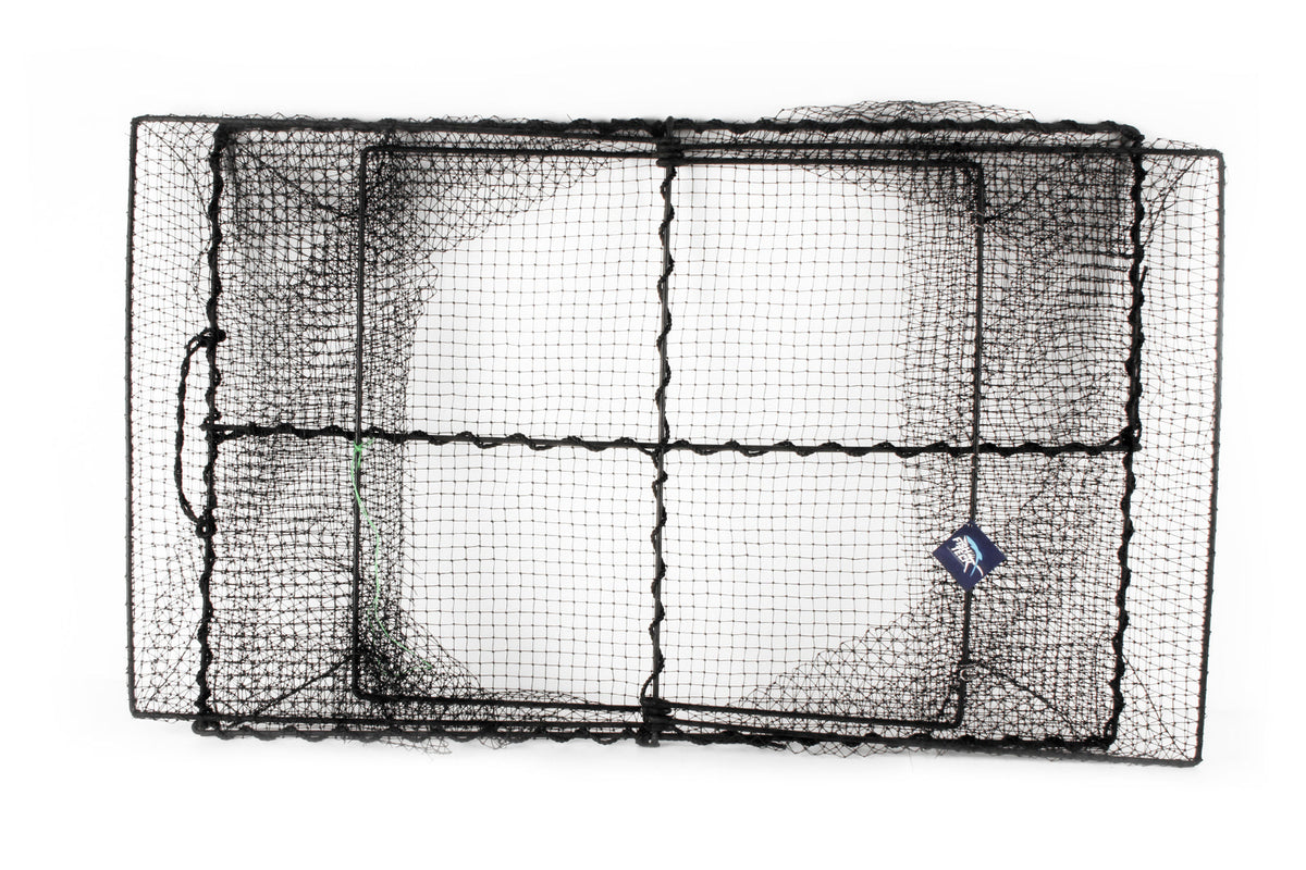 Fishteck 88x59cm Rectangular Yabbie Shrimp/Crab Trap Outdoor Fishing Cage Black — image 2
