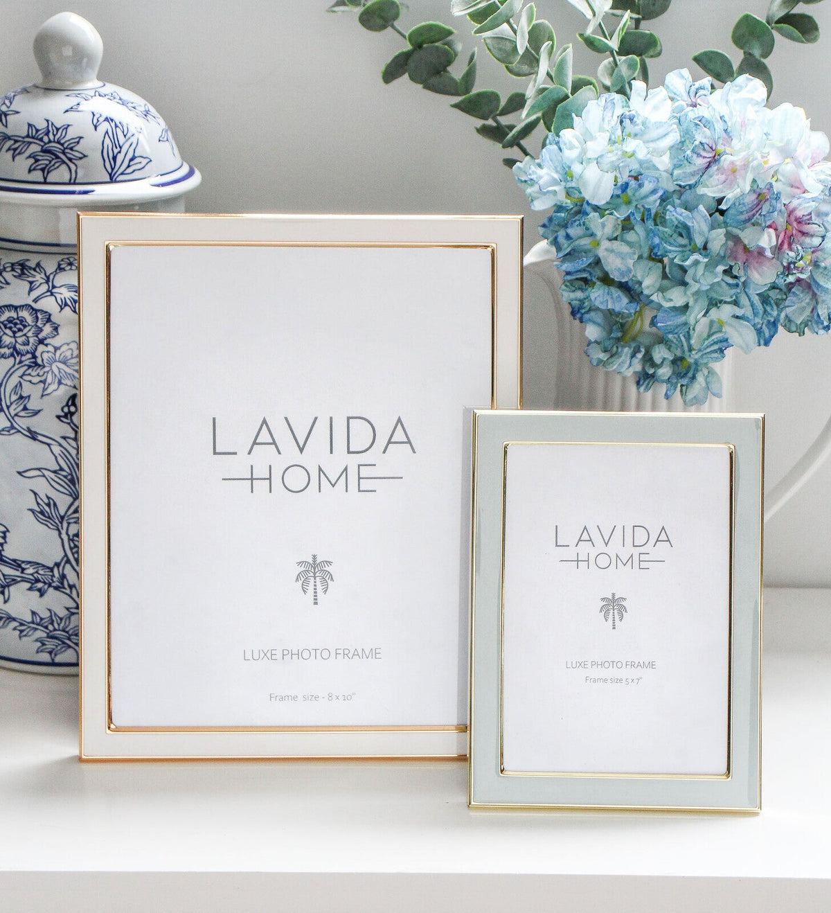 LVD Enamel Iron Glass Luxe 5x7" Photo Frame Picture Display Home Decor Cloud/Gold — image 3