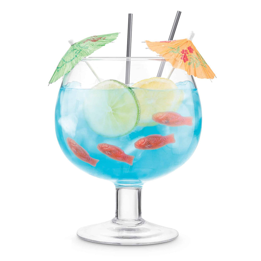 Final Touch 1.3L Large Thick Vintage Balloon Shaped Margaritas Fish Bowl Glass