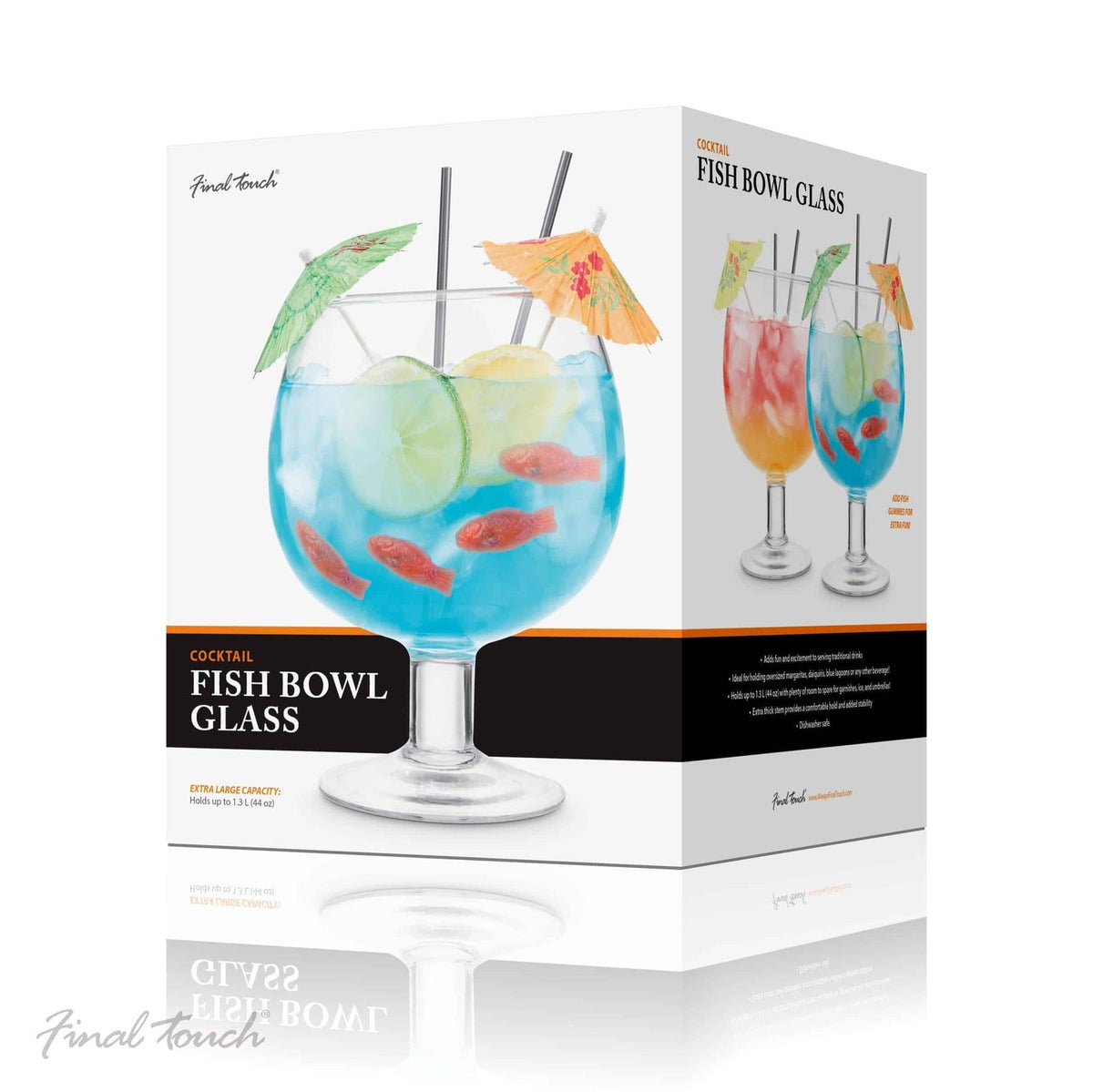 Final Touch 1.3L Large Thick Vintage Balloon Shaped Margaritas Fish Bowl Glass — image 4