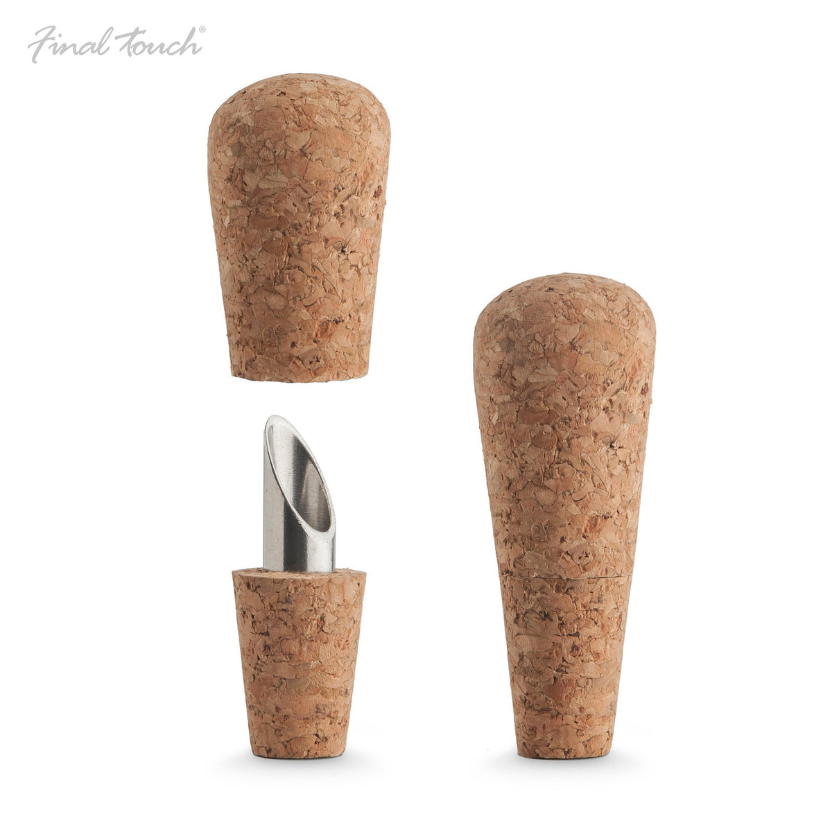 Final Touch Cork Bottle Stopper/Drink Pourer Spout Barware Tools Wine Saver (2 Pieces) — image 4