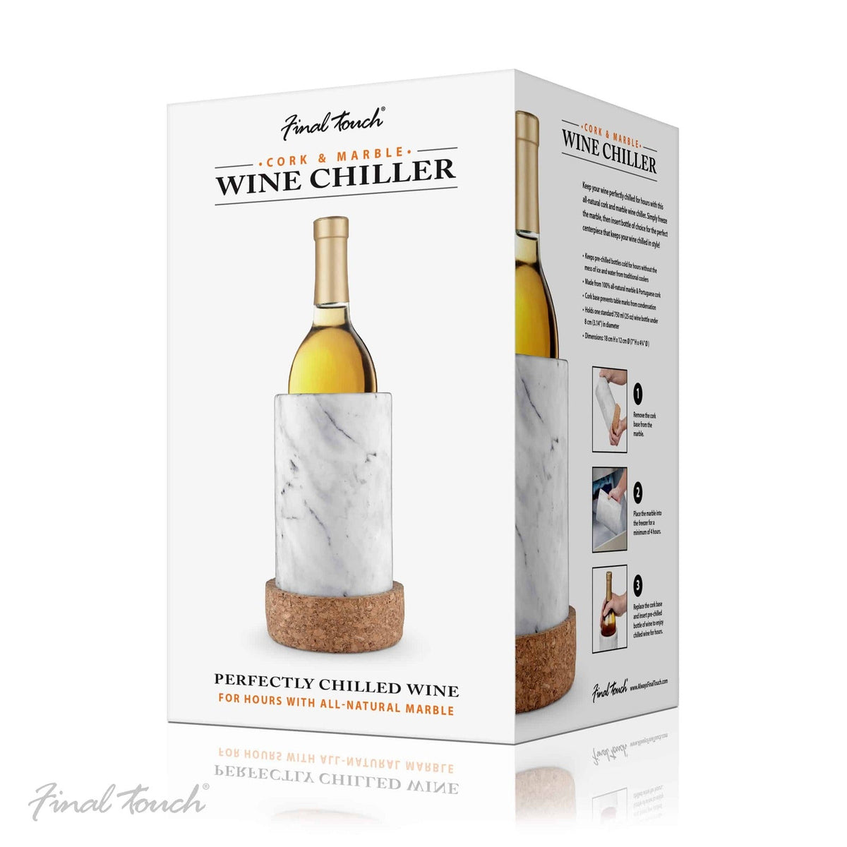 Final Touch Bottle White Wine Chiller/Cooler Set with Marble/Cork Base — image 2