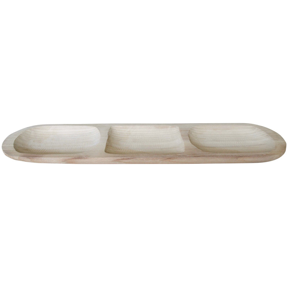 LVD Wooden 3-Slot Display Whisper Food Serving Tray/Platter 89x22cm Natural