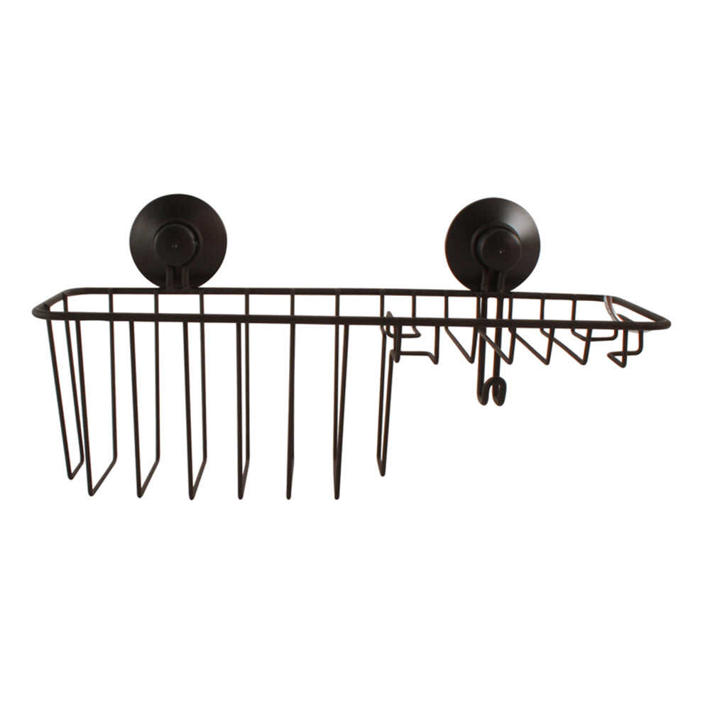 Home Expression 30cm Shower Shelf Storage Organiser w/ Suction Cup Matte Black