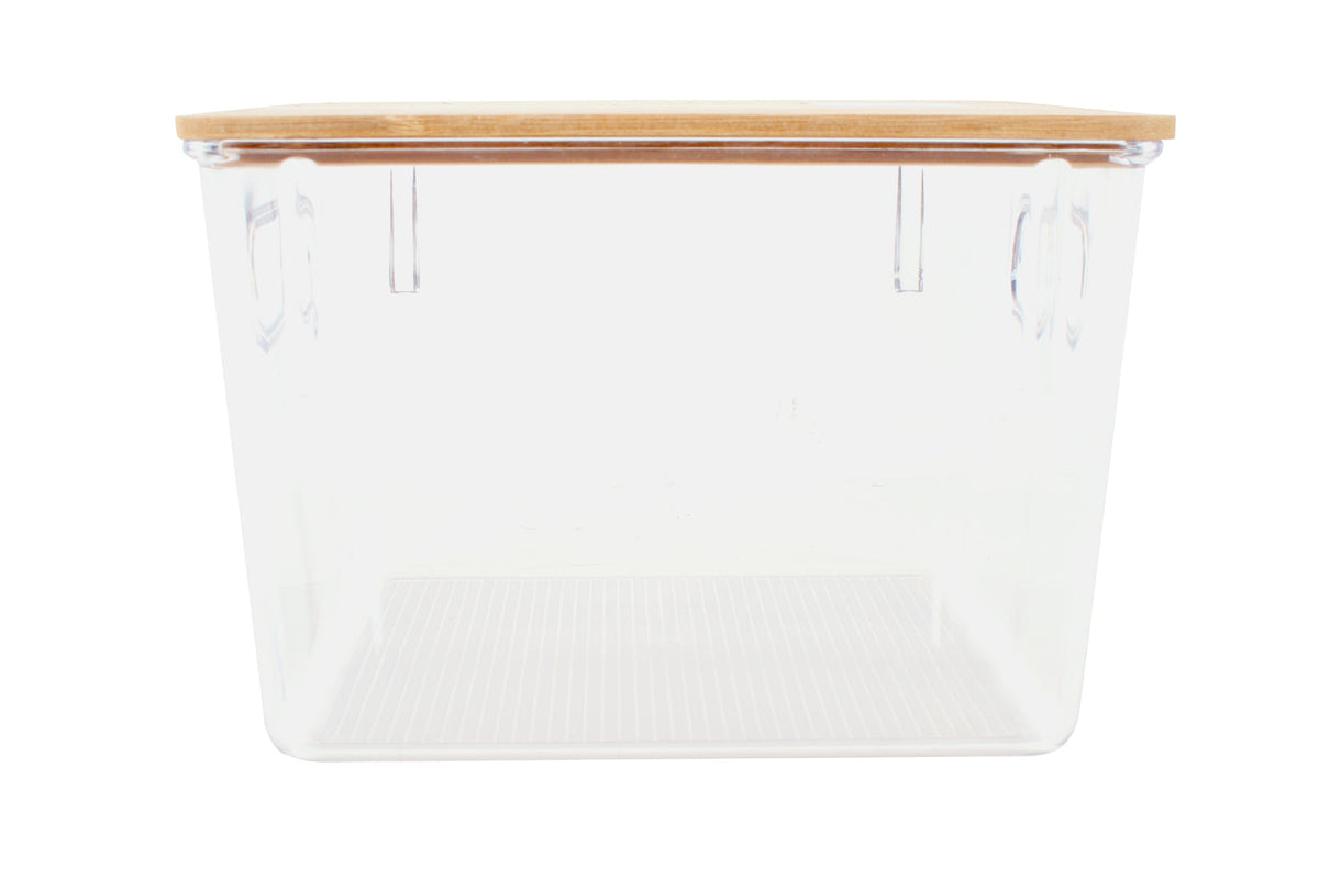 Home Expression 21x19cm Storage Basket w/Bamboo Lid Rectangle Organiser Clear (2 Pack) — image 2