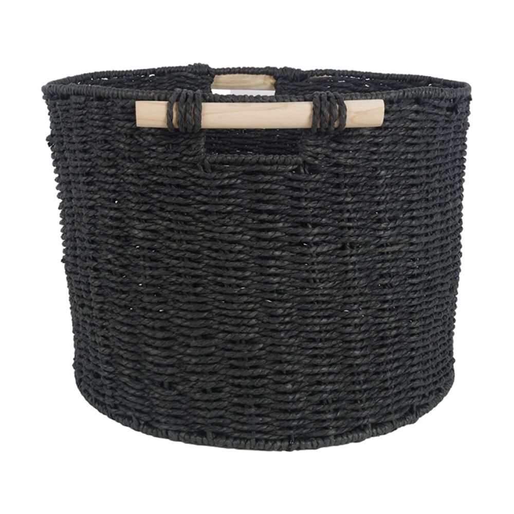 Maine & Crawford Cercy Paper Rope 45cm Storage Basket Organiser w/ Handle Black — image 5