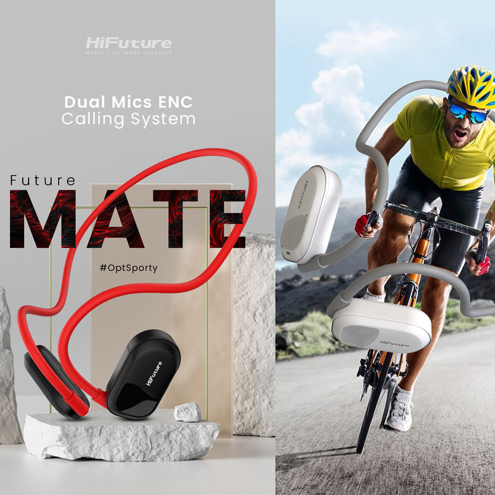Hifuture FutureMate Open Ear Air Conduction ENC Headphones w/ 2-Mic Grey/White — image 2