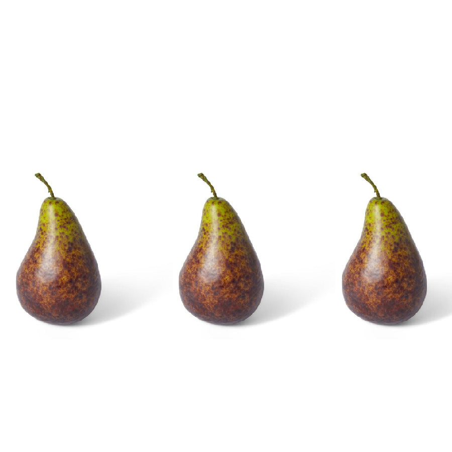 E Style 13cm Plastic Pear Bartlet Fruit Ornament Tabletop Decor Brown (3 Pack)