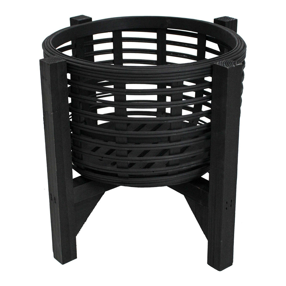 LVD Bamboo Wood Planter 32.5cm Ballina Home Decorative Plant Pot Stand Holder Black