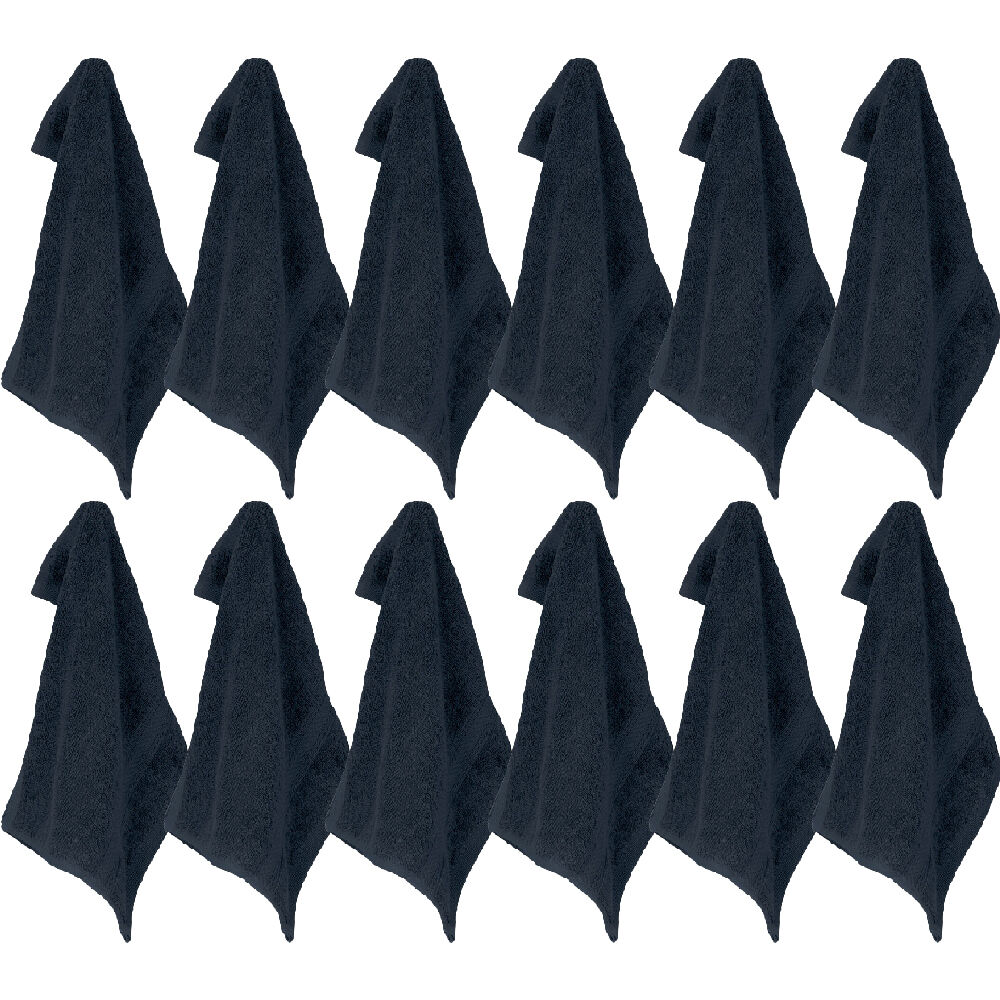 Ardor St Regis Collection 32x32cm Cotton Face Washer Soft 600GSM Navy (12 Pack)