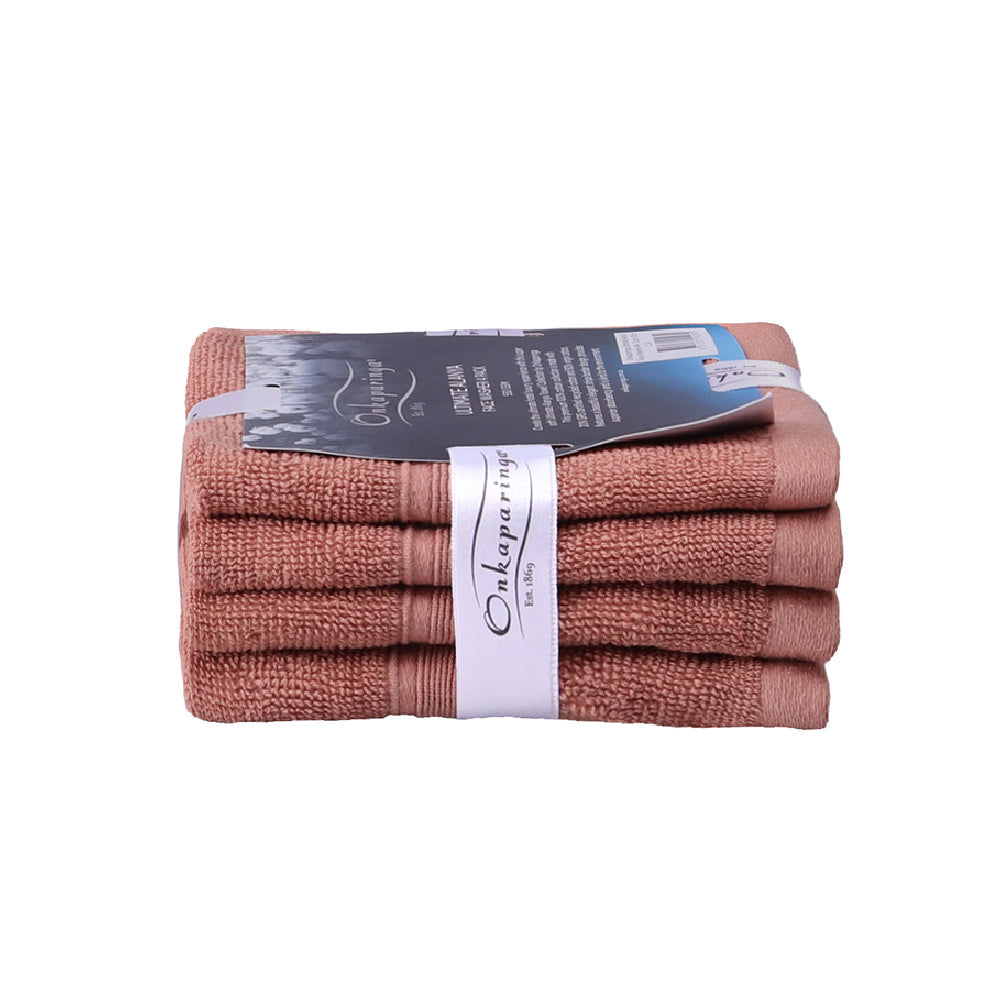 Onkaparinga Ultimate Alanya Cotton Face Washer/Towel 550Gsm Highly Breathable Clay (4 Pack)