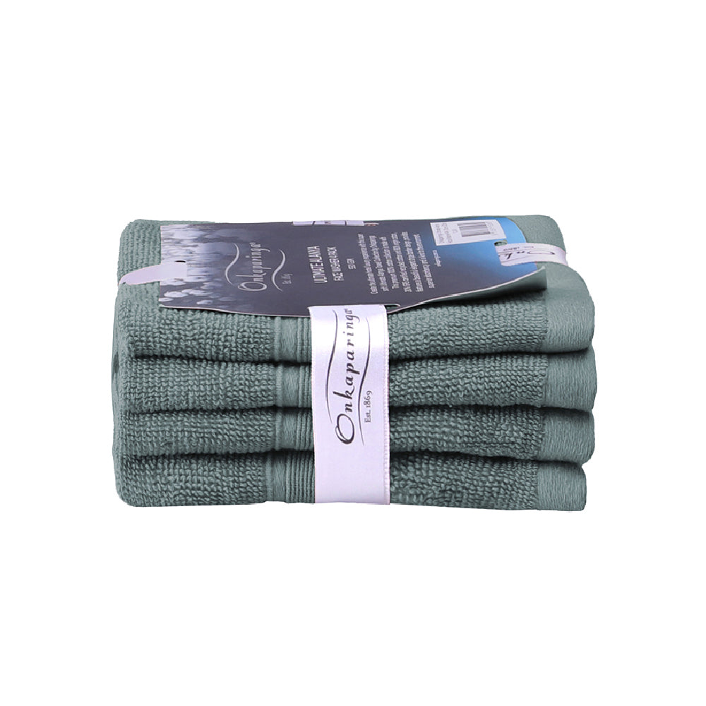 Onkaparinga Ultimate Alanya Cotton Face Washer/Towel 550Gsm Highly Breathable Slate (4 Pack)