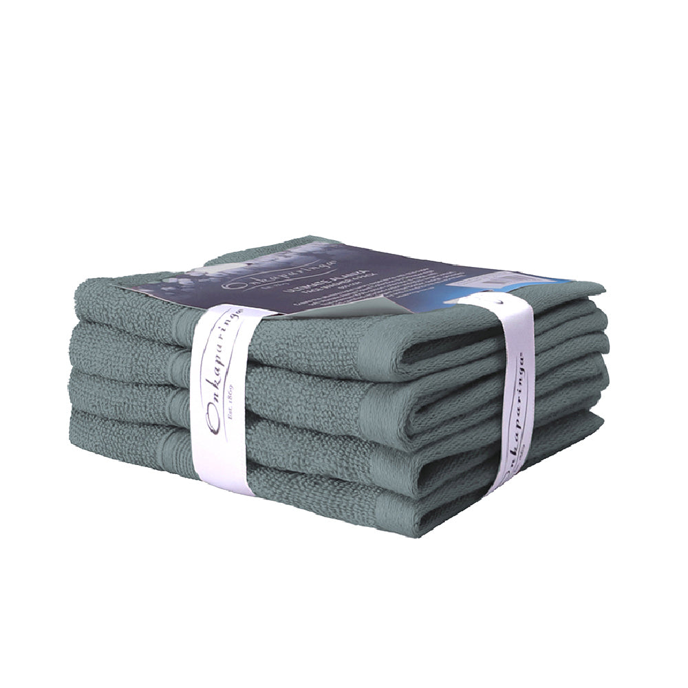 Onkaparinga Ultimate Alanya Cotton Face Washer/Towel 550Gsm Highly Breathable Slate (4 Pack) — image 2