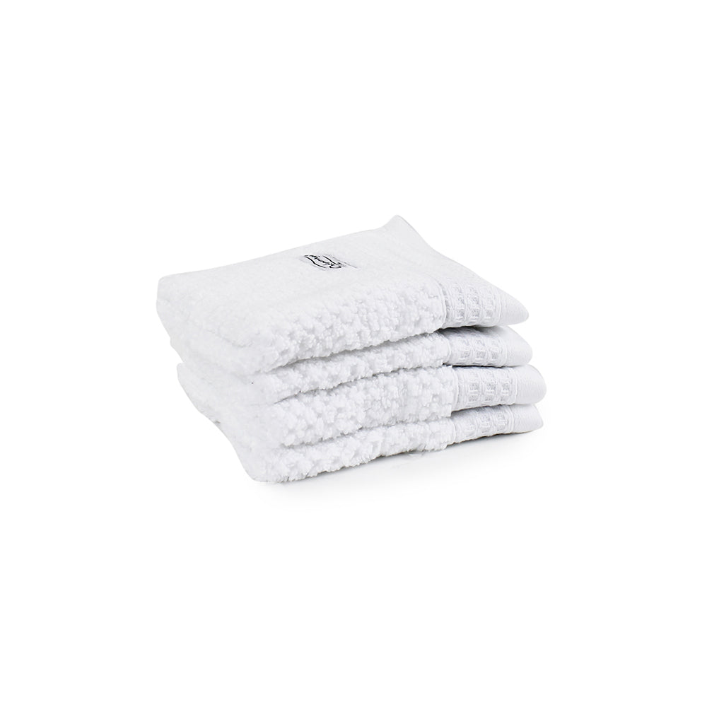 Onkaparinga 30x30cm Cotton Avalon Bathroom Face Washers Set 550GSM White (4 Pieces)