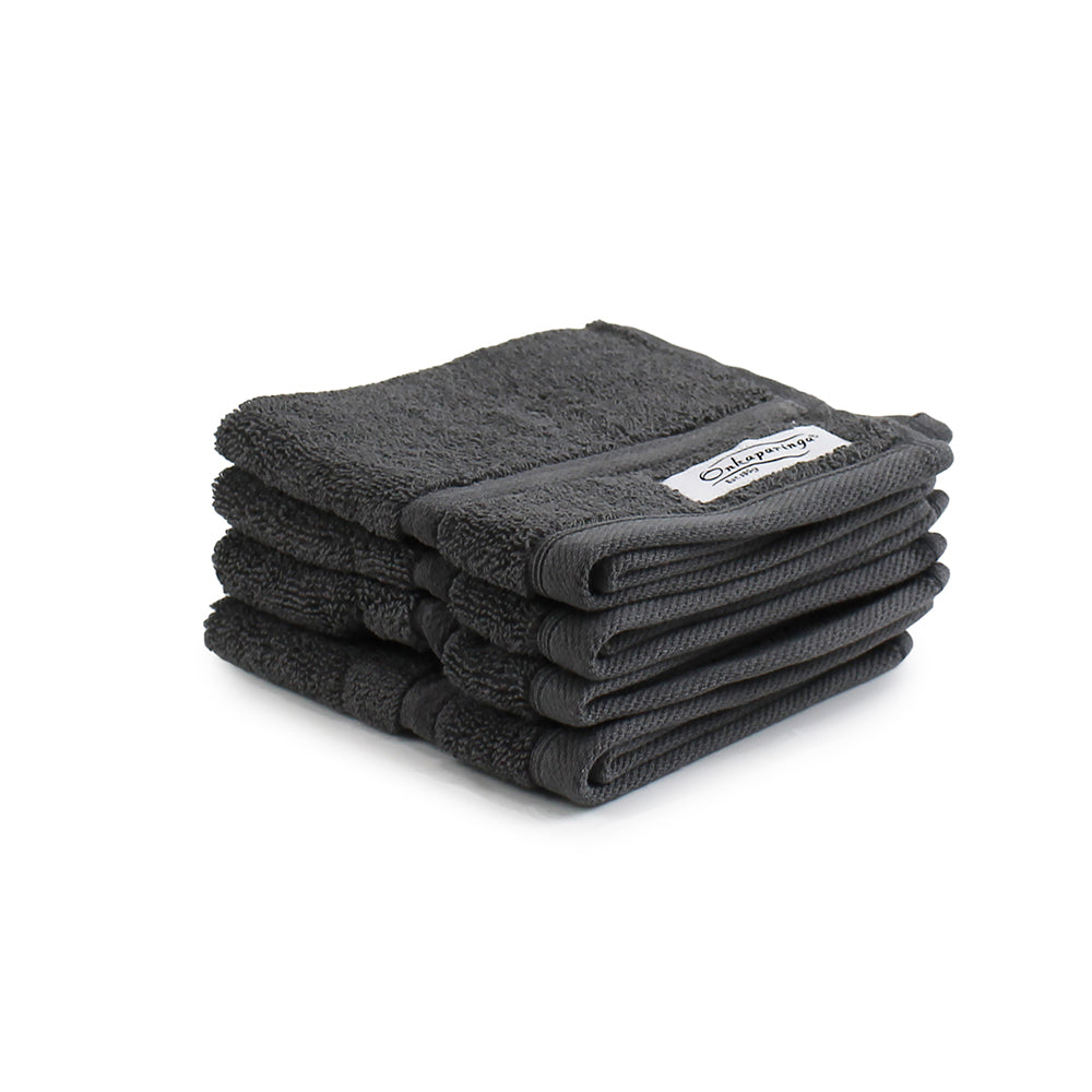Onkaparinga 30x30cm Cotton Flinders Bathroom Face Washers 600GSM (4 Pieces) — Charcoal