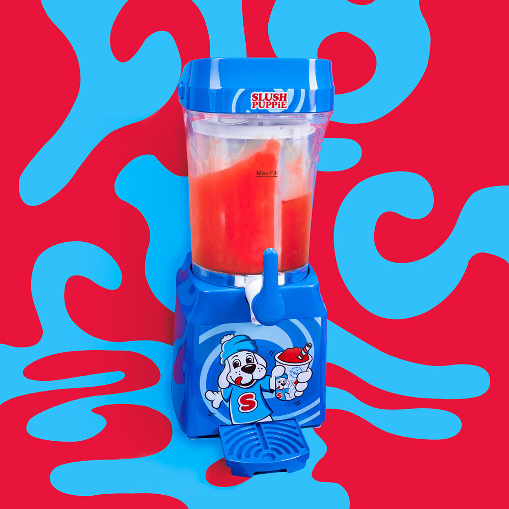 Slush Puppie Cup w/Blue Raspberry Syrup Drink Set & 1L Slushie Making Machine — image 6