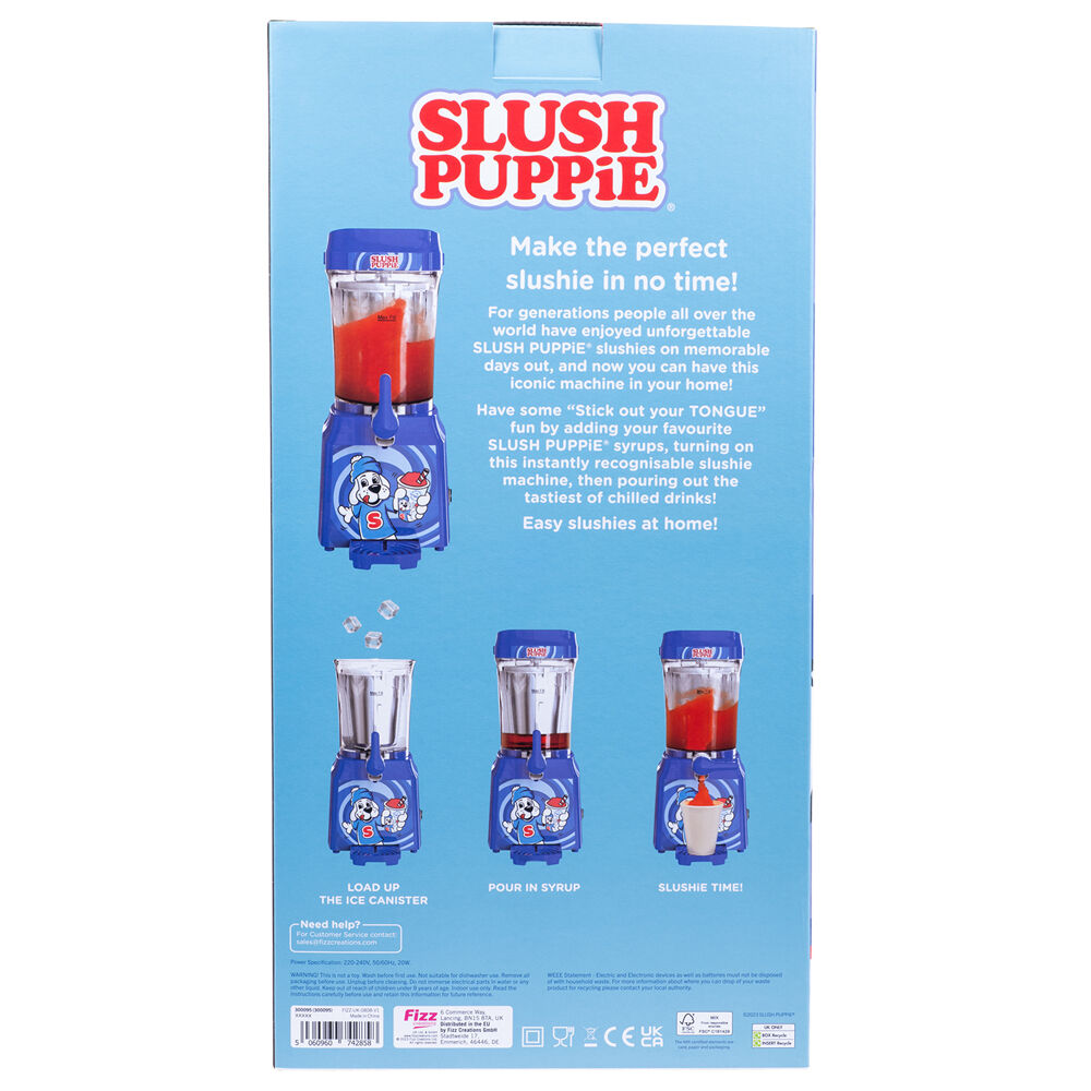 Slush Puppie Cup w/Blue Raspberry Syrup Drink Set & 1L Slushie Making Machine — image 7