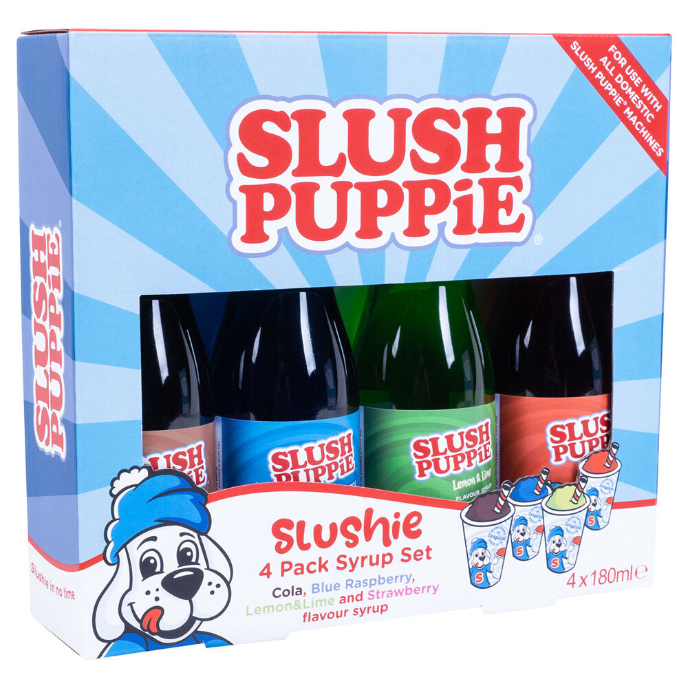 Fizz Creations Slush Puppie Syrup Set Raspberry/Strawberry/Cola/Lemon & Lime (4 Pieces)
