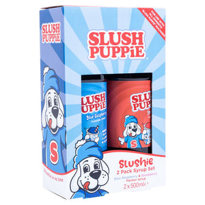 Fizz Creations Slush Puppie Drink Syrup Set Blue Raspberry/Strawberry 500ml (2 Pack)