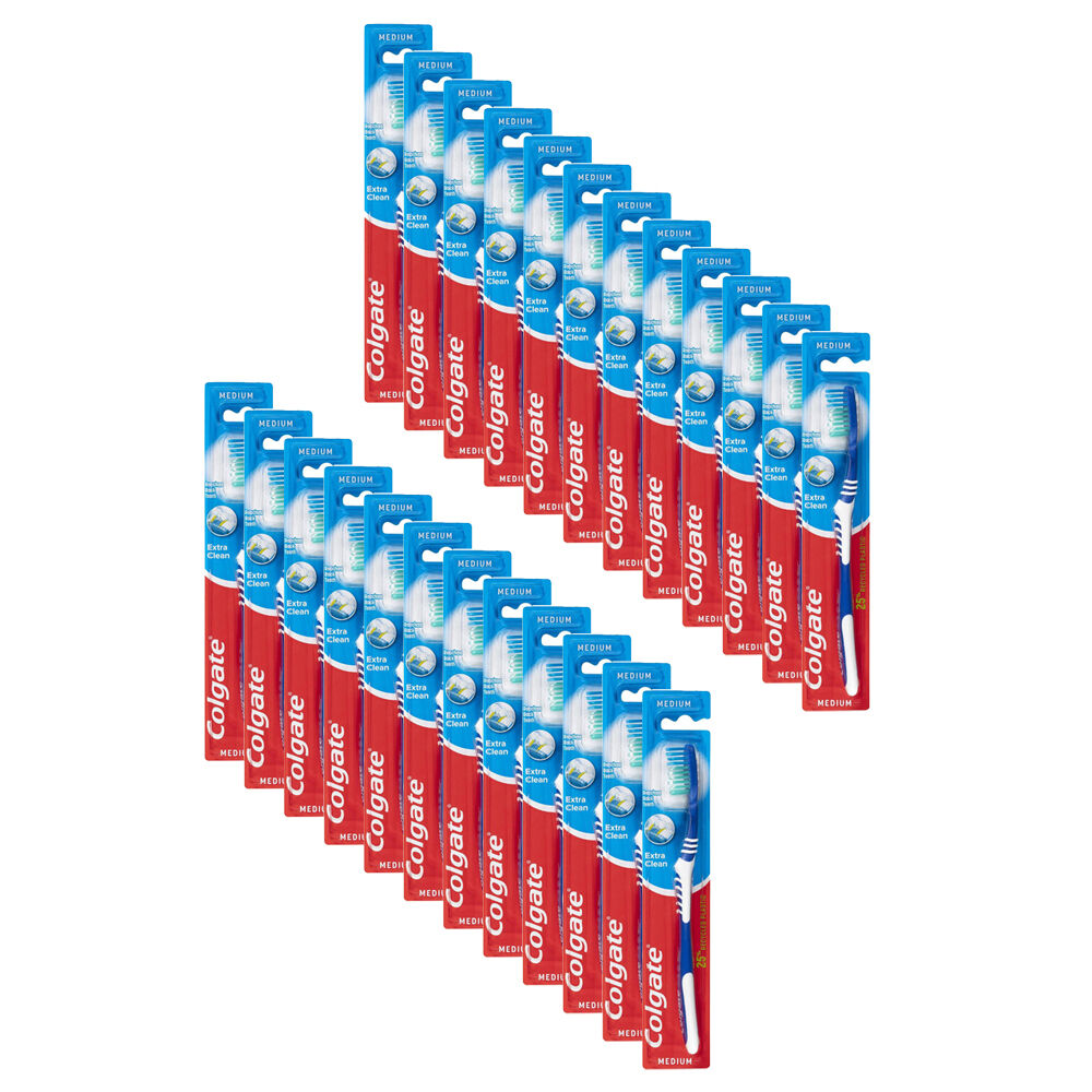 Colgate Extra Clean Toothbrush Medium Dental Oral Care Teeth Cleaner (24 Pack)