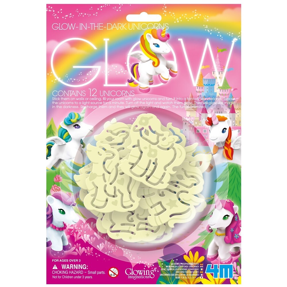 4M Glow Unicorns Glowing Wall/Ceiling Bedroom Decor Kids Activity Toy 3y+ (12 Pieces)