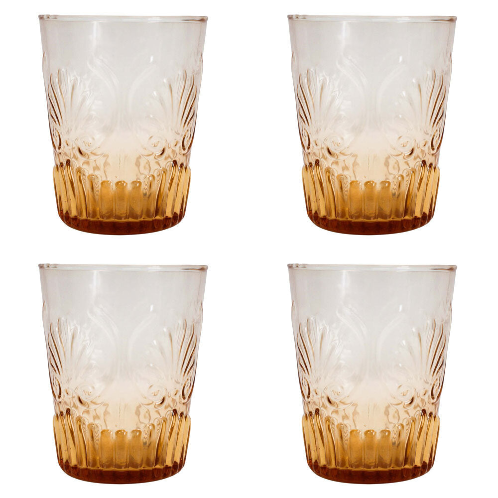 LVD Alfresco 11cm Glass Tumbler Drink Cocktail Glassware Cup Peach (4 Pack)