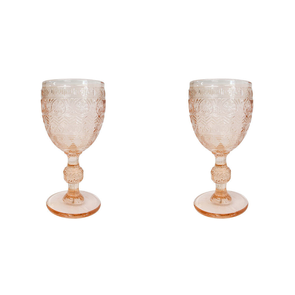 LVD Stemmed Festive 17cm Red Wine Glass Beverage Cup Glassware Barware Orange (2 Pack)