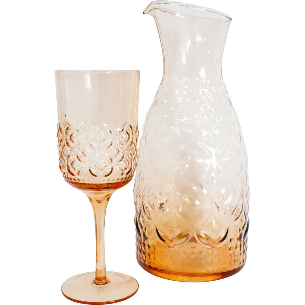 LVD Glass 29cm Wine Decanter Jug Drink Beverage Pitcher Glassware Peach — image 2