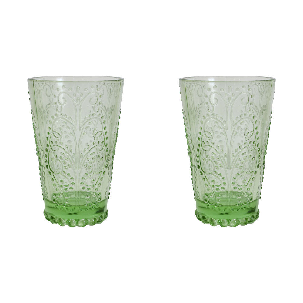 LVD Glass 13cm Drink Cocktail Tumbler Cup Glassware Barware Apple GRN (2 Pack)