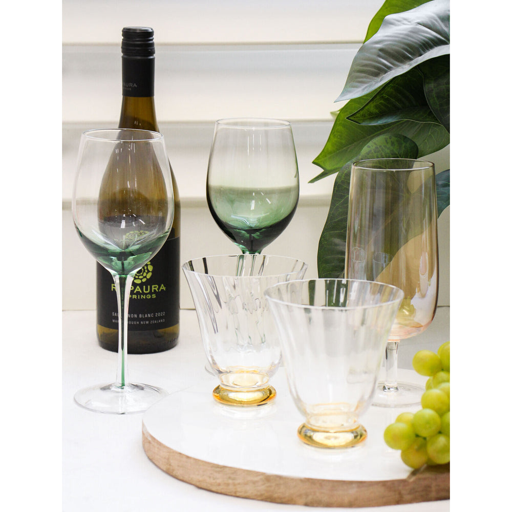 LVD Clear Buff 11cm Tulip Glass Drink Tumbler Cup Glassware Yellow — image 2