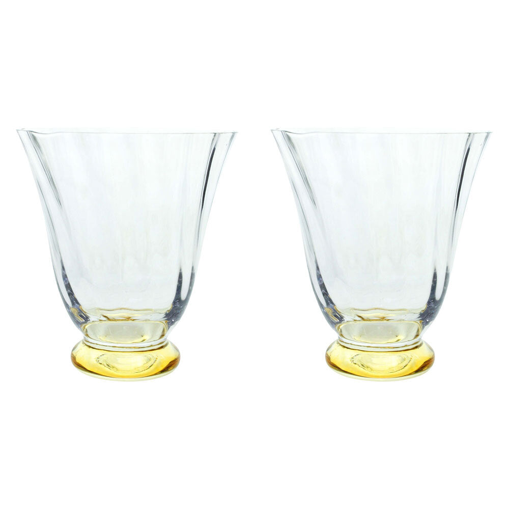 LVD Clear Buff 11cm Tulip Glass Drink Tumbler Cup Glassware Yellow (2 Pack)
