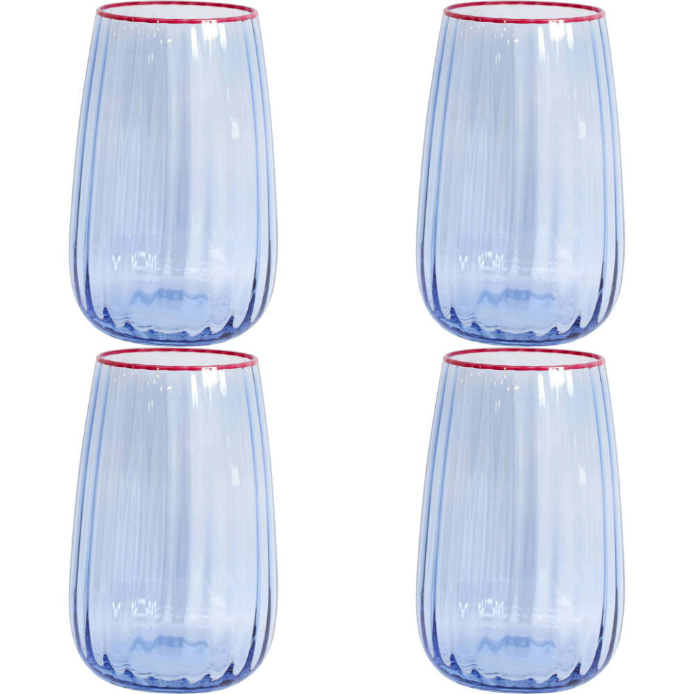 LVD Water Beverage Glass Barware/Drinkware Decor Display 570ml Blue Tingle (4 Pack)