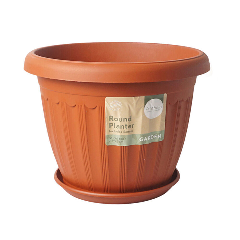 Antheia Round Outdoor Garden Planter Pot w/ Saucer 31x23.5cm Assorted (6 Pack) — image 2