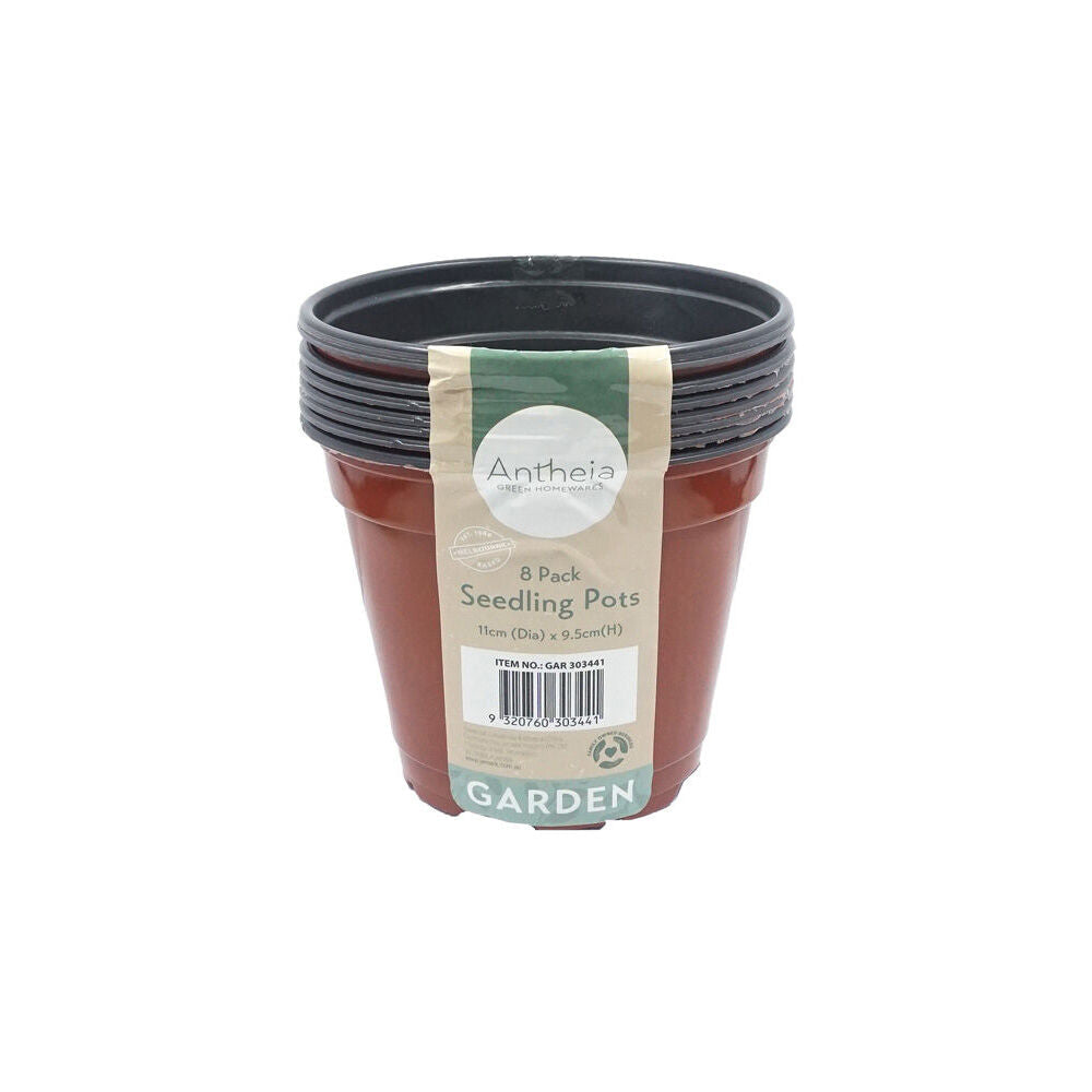 Antheia Green Homewares Soft Plastic Seedling Planter Pot 11x9.5cm Brown (8 Pieces)