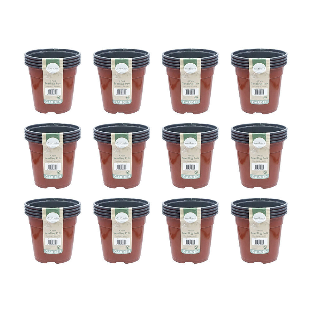 Antheia Green Homewares Soft Plastic Seedling Planter Pot 15x13.5cm Brown (48 Pieces)
