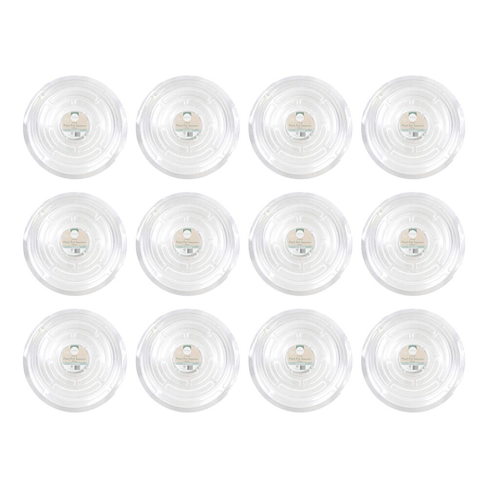 Antheia Green Homewares PET Plant Pot Tray Durable Saucer 20cm Clear (48 Pieces)