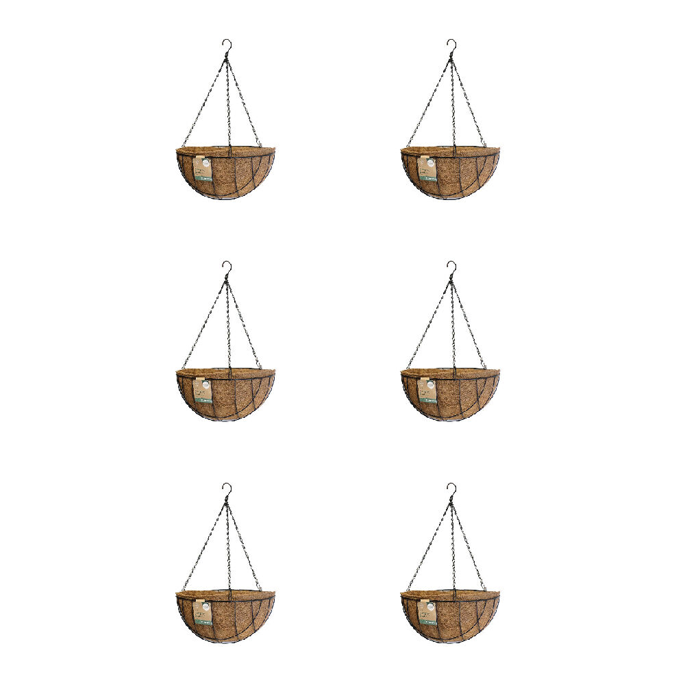 Antheia Green Homewares Coconut Fibre Hanging Plants Basket & Liner 35cm (6 Pack)
