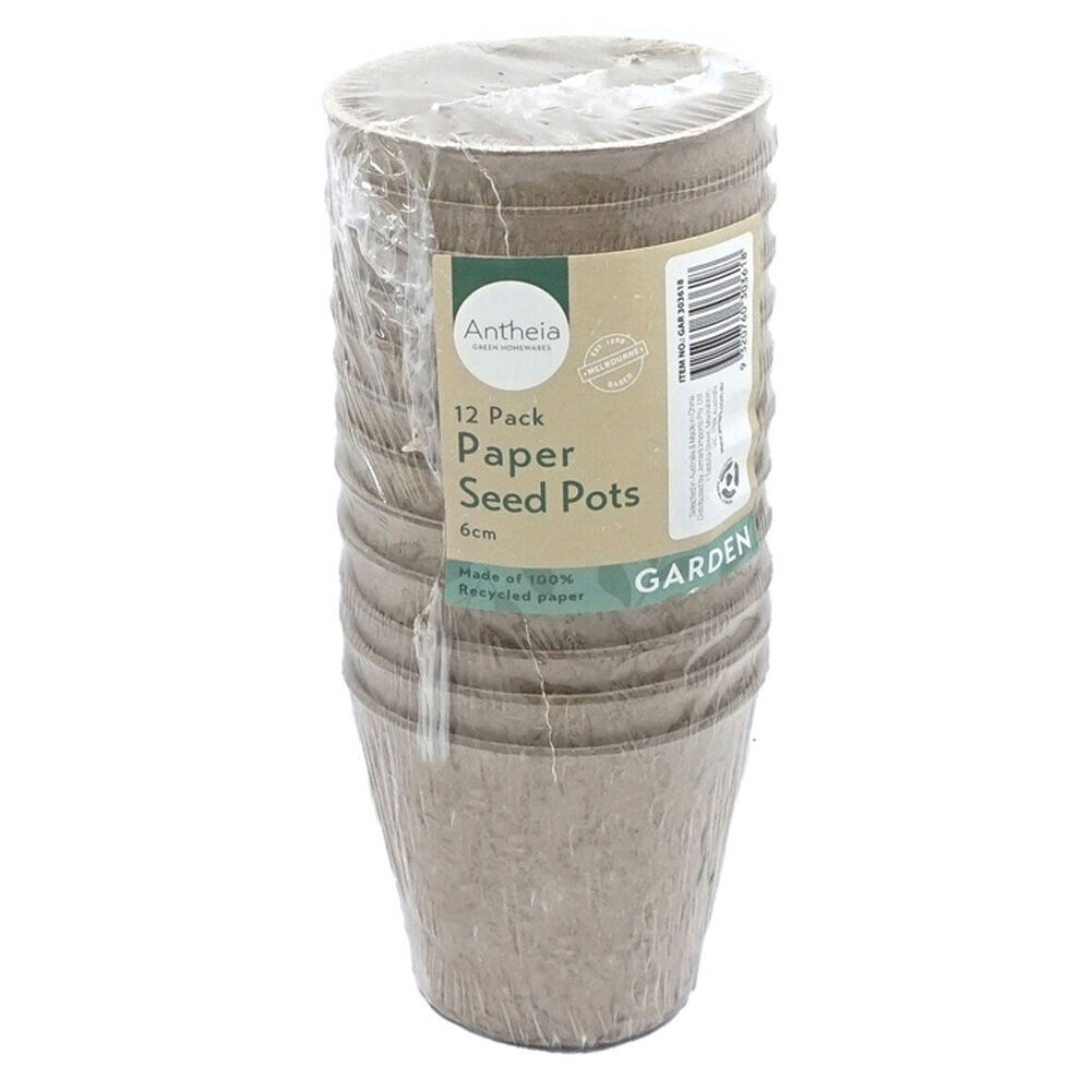 Antheia 12pc Antheia Eco Round Recycled Paper Seed Pots Planter Pack 6cm Brown (12 Pack) — image 2