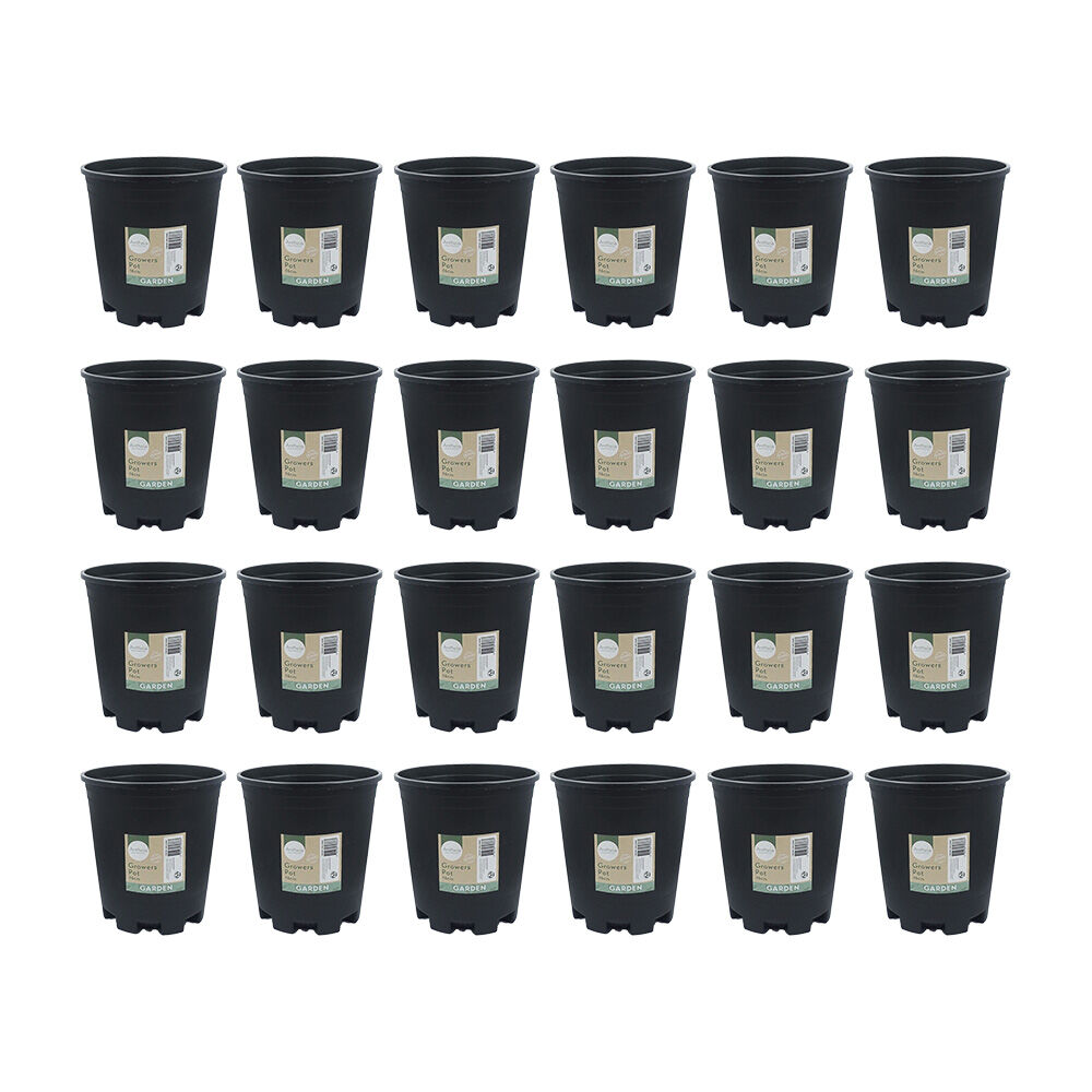 Antheia Green Homewares Growers Black Pot Plant Container Plastic 22cm (24 Pack)