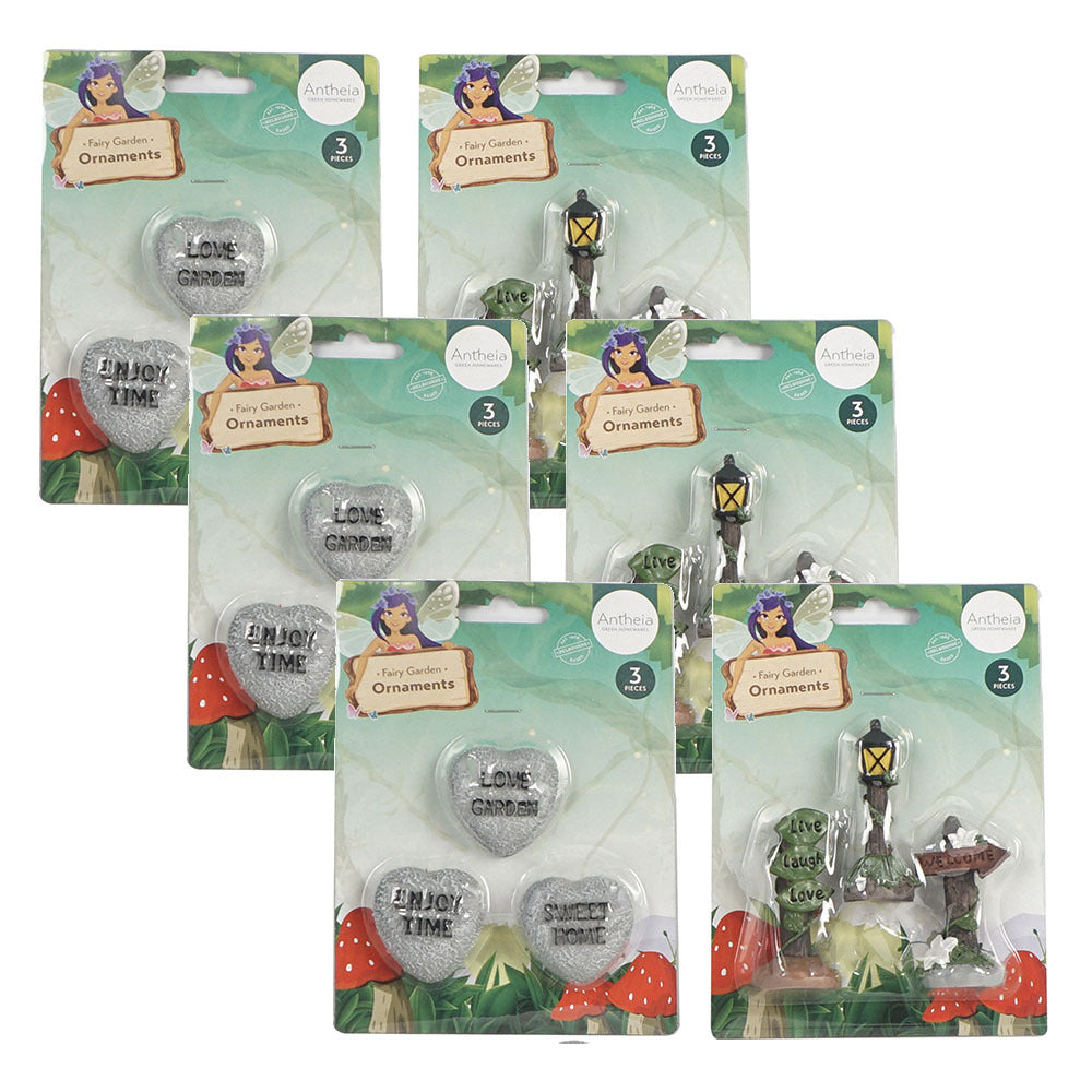 Antheia Green Homewares Fairy Garden Ornaments Assorted (6 Pack)