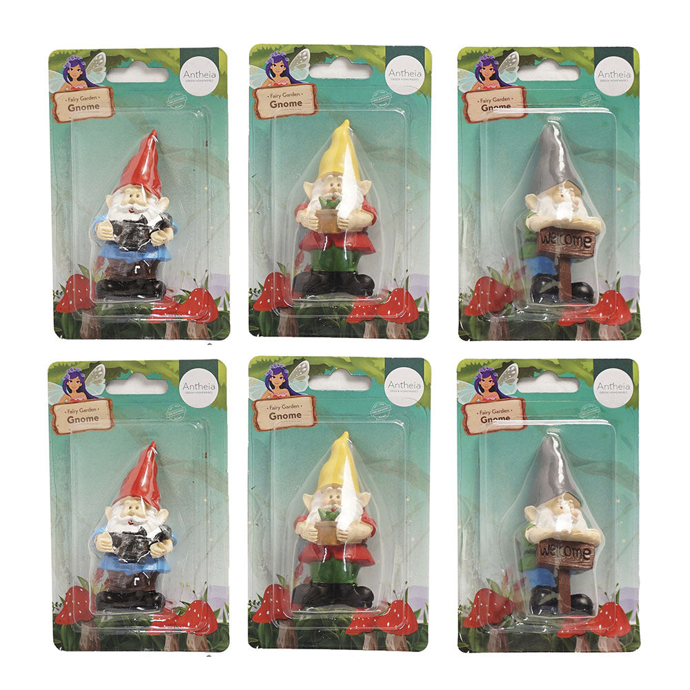 Antheia Green Homewares Outdoor Plant/Pot Decor Fairy Garden Gnome Assorted (6 Pack)