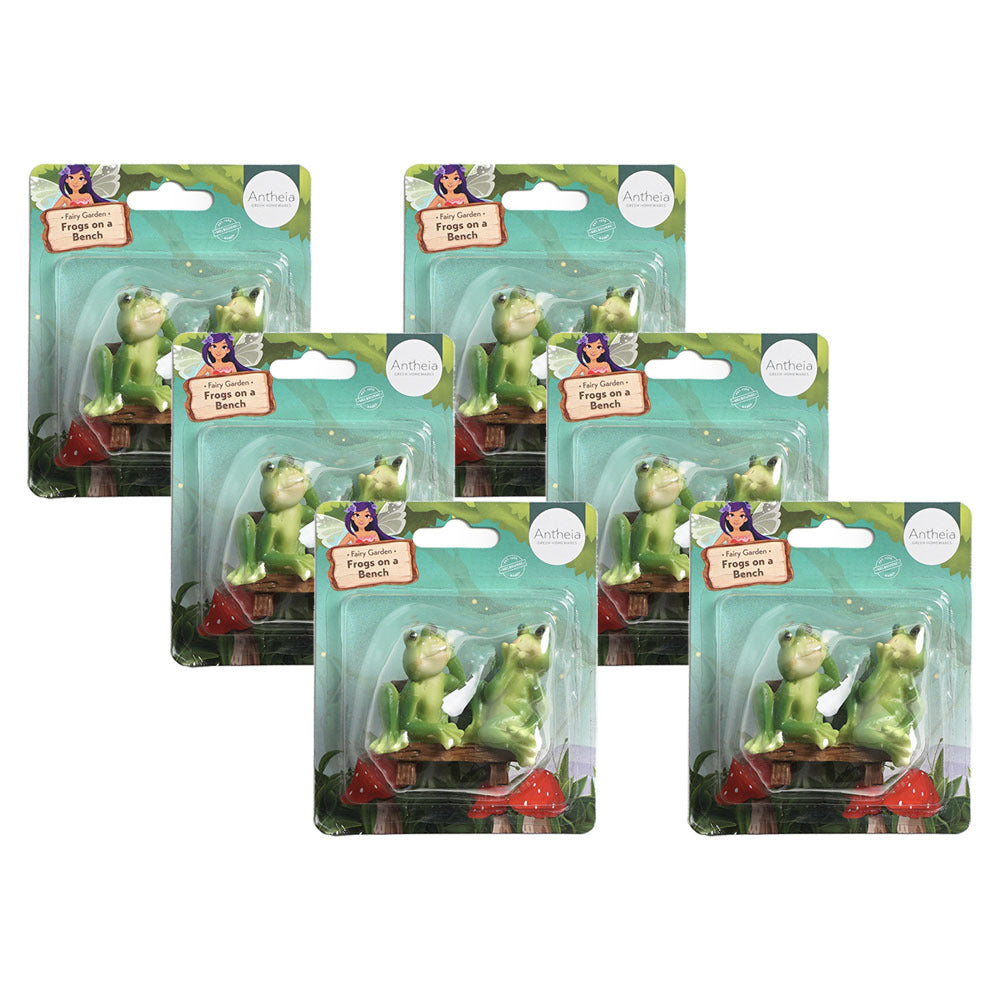 Antheia Green Homewares Plant/Pot Decor Fairy Garden Frogs On Bench Assorted (6 Pack)