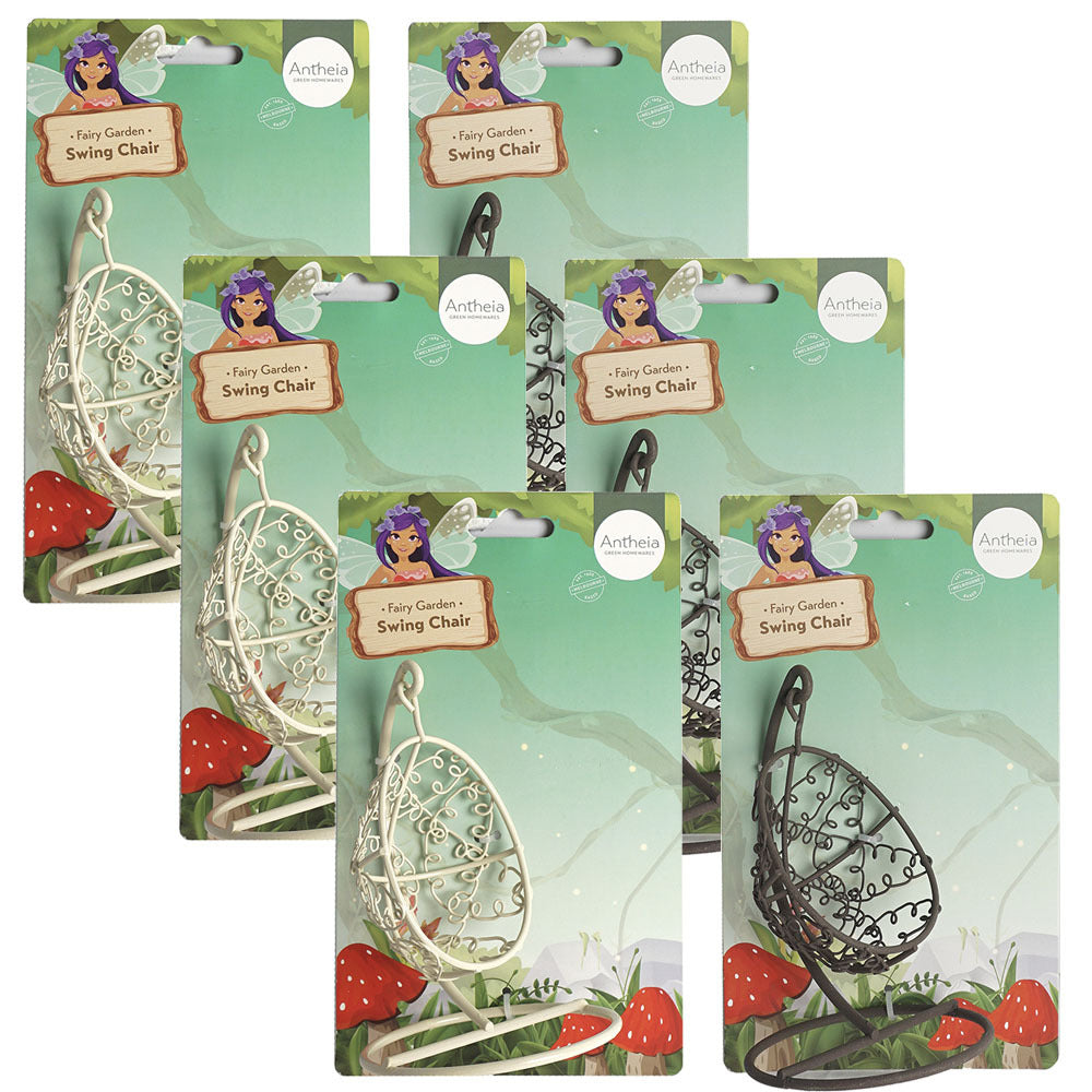 Antheia Green Homewares Plant/Pot Decor Fairy Garden Metal Swing Chair Asstd (6 Pack)