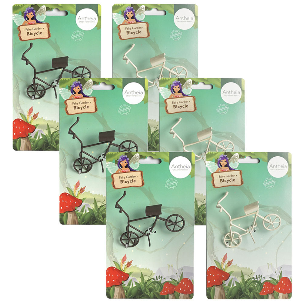 Antheia Green Homewares Plant/Pot Decor Fairy Garden Metal Bicycle Assorted (6 Pack)