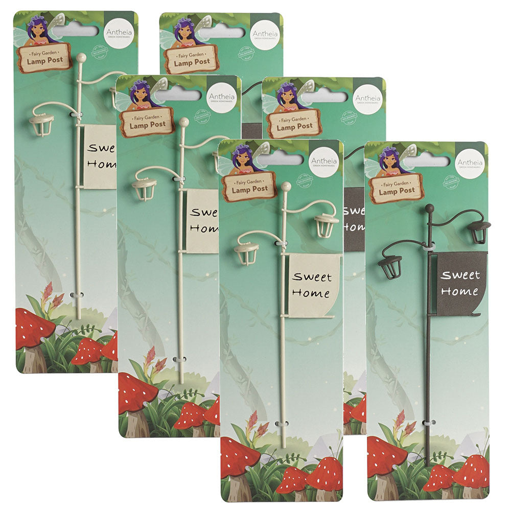 Antheia Green Homewares Plant/Pot Decor Fairy Garden Metal Lightpost Assorted (6 Pack)